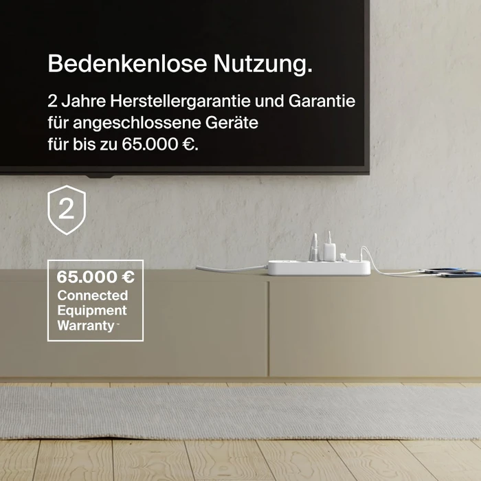 Belkin Connect V2 Überspannungsschutz, 8-fach, mit Schalter, 1x USB-A/1x USB-C, 2m, weiß