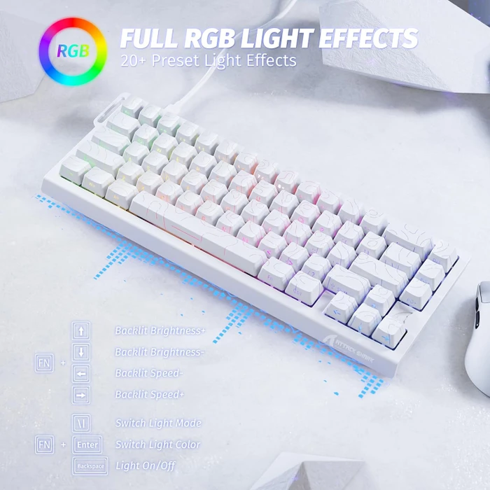 Attack Shark X68 HE Rapid Trigger Keyboard, weiß mit Kontur, LEDs RGB, Outemu White Jade Magnetic, USB, US