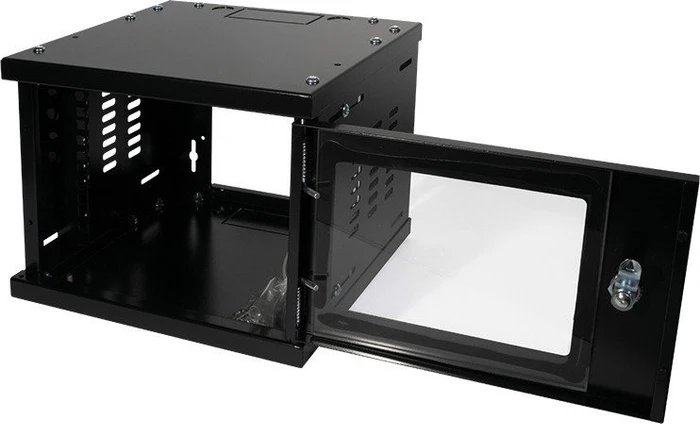 LogiLink 10" Wandgehäuse 4HE, montiert, Sicherheitsglastür, schwarz, 300mm tief