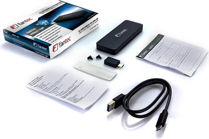 Fantec NVMe31 light M.2 NVMe SSD-Case, schwarz, USB-C 3.1