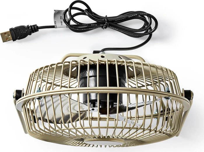 Nedis FNDK1GY15 USB Mini Tischventilator aus Metall 15cm grau