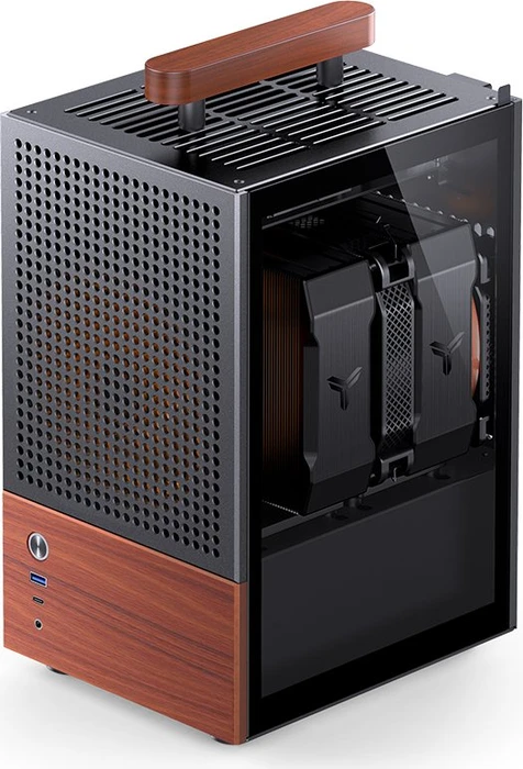 Jonsbo T6 Black, schwarz/braun, Glasfenster, Mini-ITX