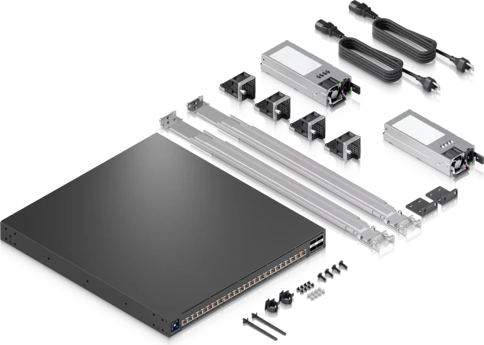 Ubiquiti UniFiSwitch Enterprise Audio/Video XG 24 PoE Rackmount 10G Managed Switch, 24x RJ-45, 4x QSFP28, 2150W PoE++
