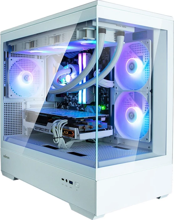 Zalman P30 White, weiß, Glasfenster