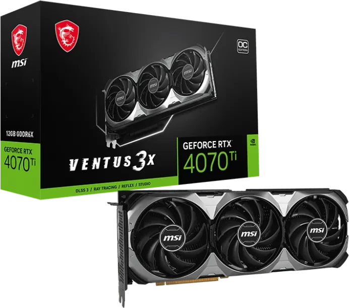 MSI GeForce RTX 4070 Ti Ventus 3X E1 12G OC, 12GB GDDR6X, HDMI, 3x DP
