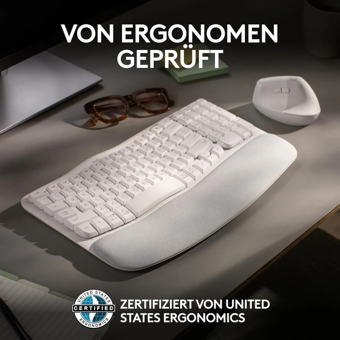 Logitech Wave Keys, Grauweiß, Logi Bolt, USB/Bluetooth, DE