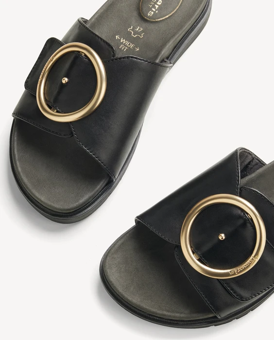 Tamaris Lederpantolette schwarz (Damen)