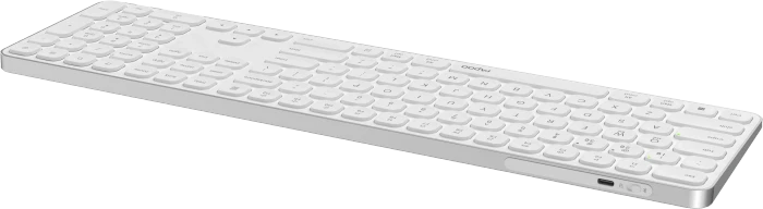 Rapoo E9810M Multi-mode Wireless Ultra-slim Keyboard, weiß/silber, USB/Bluetooth, DE