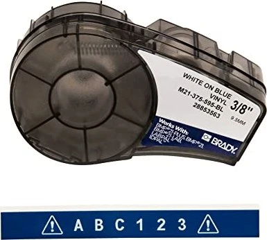 Brady All Weather Vinyl Beschriftungsband, 9.5mm, weiß/blau