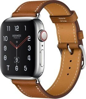 Apple Watch Hermès Series 4 (GPS + Cellular) Edelstahl 40mm silber mit Single Tour Barenia Lederarmband fauve
