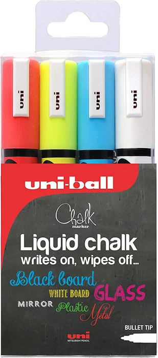 Uni-Ball Chalk PWE-5M Kreidemarker sortiert, 4er-Set