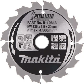 Makita Specialized Kreissägeblatt 16Z, 136x1.5x20mm, 1 Stück