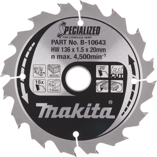 Makita Specialized Kreissägeblatt 16Z, 136x1.5x20mm, 1 Stück