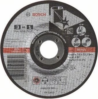 Bosch Professional A46SBF Inox Metall 3in1 Trennscheibe, 125x2.5x22.23mm, 1 Stück
