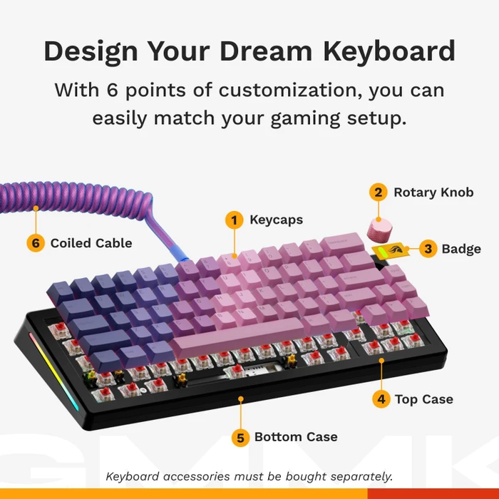 Glorious GMMK 3 Pro HE Wireless 65% Pre-built Gaming Keyboard, schwarz, LEDs RGB, Glorious Fox HE, USB/Bluetooth, US