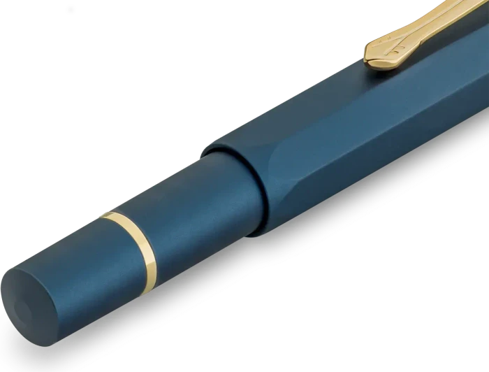 Kaweco Piston Sport AL Starter Set mit Tinte navy/gold, rechte Hand, extra fein