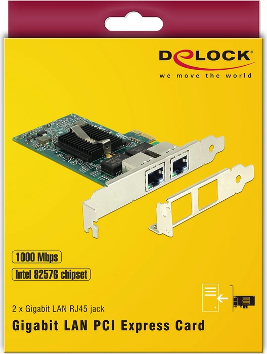 DeLOCK LAN-Adapter, 2x RJ-45, PCIe 2.0 x1