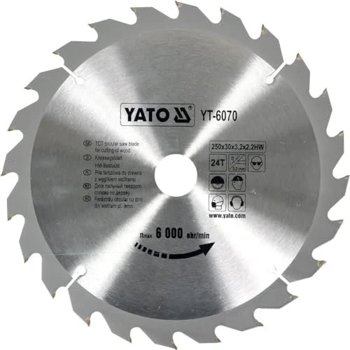 Yato YT-6070 HM Kreissägeblatt 24Z, 250x2.2x30mm, 1 Stück