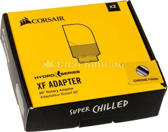 Corsair Hydro X Series XF Hardline, Winkeladapter 90° G1/4", chrome, 2er-Pack