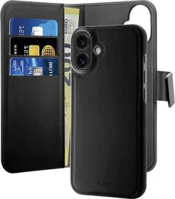 Puro Wallet Detachbale 2 in 1 Case für Apple iPhone 16 schwarz