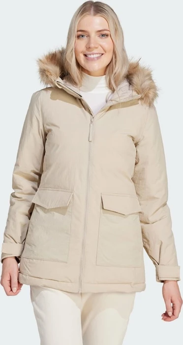 adidas Hooded Fur Mantel wonder beige (Damen)