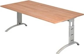 Hammerbacher Ergonomic Plus F-Serie FS2E/N Schreibtisch 200x100cm Nussbaum/silber
