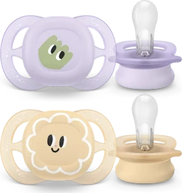Philips Avent SCF075/13 ultra start Beruhigungsschnuller, 0-2M, Silikon, orange/violett, 2 Stück