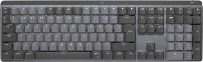 Logitech MX Mechanical, LEDs weiß, Logi Bolt, Graphite, Kailh Choc V2 LOW PROFILE BLUE, USB/Bluetooth, US