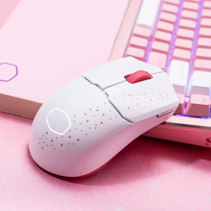 Cooler Master MasterMouse MM712 Gaming Maus weiß/rosa, Sakura Limited Edition, USB/Bluetooth