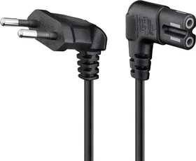 Wentronic Goobay Kaltgeräte Netzkabel, Eurostecker auf C7 Buchse, beidseitig gewinkelt, 2m