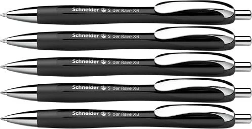 Schneider Slider Rave XB Kugelschreiber schwarz/silber, 5er-Pack