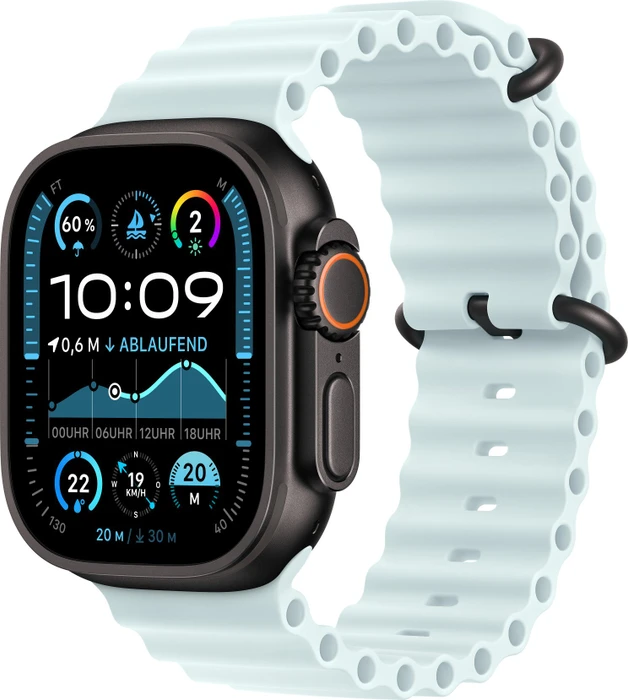 Apple Ocean Armband Verlängerung für Apple Watch Ultra 49mm kristallblau/titan schwarz