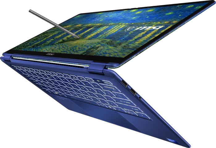 MSI Prestige 14 Flip AI+ Starry Night Over the Rhone-273N, Star Blue, Core Ultra X9 378H, 32GB RAM, 1TB SSD, DE, Vincent van Gogh Edition
