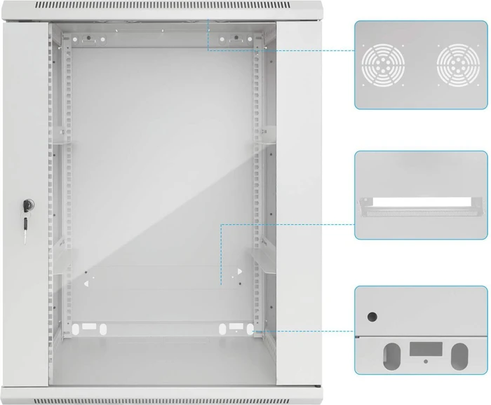 Intellinet Wandschrank 20HE, Sicherheitsglastür, IP2X, hellgrau, 450mm tief