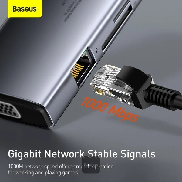 Baseus Metal Gleam 9-in-1 Hub, USB-C 3.0 [Stecker]