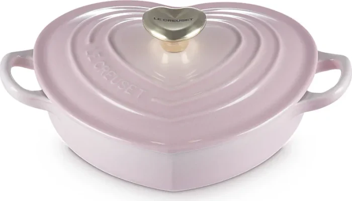 Le Creuset Gusseisen Herzbräter mit Herzknopf 1l shell pink