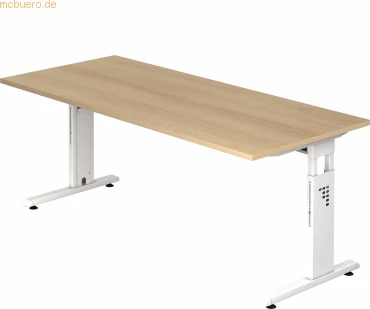 Hammerbacher Ergonomic O-Serie OS19/E/W Schreibtisch 180x80cm Eiche/weiß