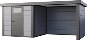 Telluria Classico 2424 Gerätehaus inkl. Anbau 2.84m rechts hellgrau