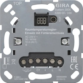 Gira System 3000 Raumtemperaturregler-Einsatz mit Fühleranschluss, UP