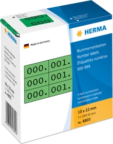 Herma Zahlenetiketten dreifach, 22x10mm, schwarz/grün, 1er-Pack (3000 Etiketten)