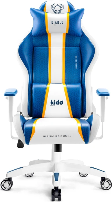 Diablo Chairs X-One 2.0 Kido Kinder-Gamingstuhl, Aqua Blue, blau/weiß