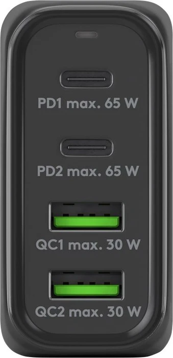 goobay 4-Port GaN Netzteil, USB-C/USB-A, 2x USB-C + 2x USB-A, 68W, schwarz