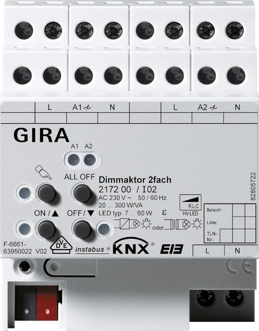 Gira KNX Dimmaktor 2-fach, 4TE REG, Dimmaktor