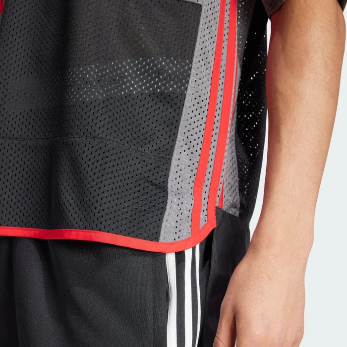 adidas Adicolor Adibreak Mesh T-Shirt kurzarm black/grey four/better scarlet (Herren)