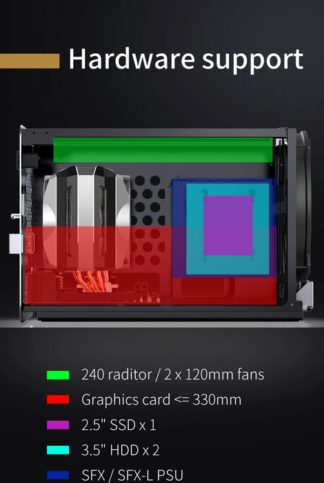 Jonsbo V8, schwarz, Mini-ITX