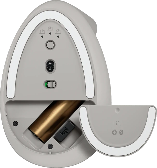 Logitech Lift Vertical Ergonomic Mouse, Sand, Logi Bolt, USB/Bluetooth