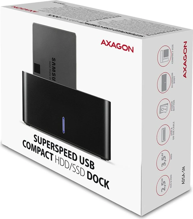 Axagon Compact Dock, 2.5"/3.5", USB 3.0 Micro-B