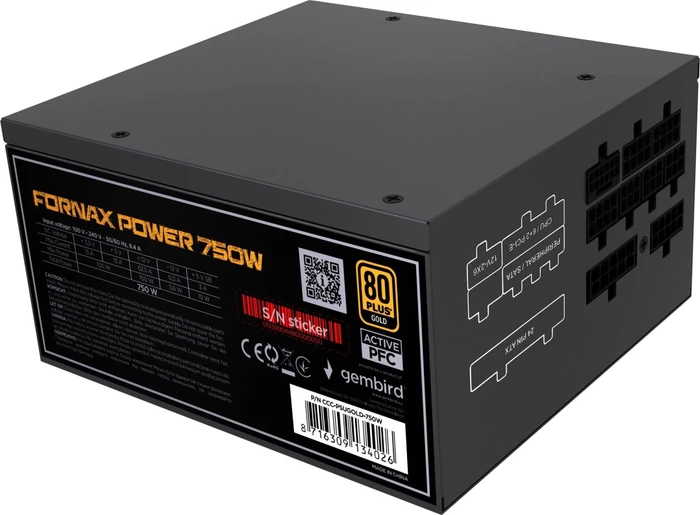 Gembird Fornax Power Gold schwarz 750W, ATX 3.1