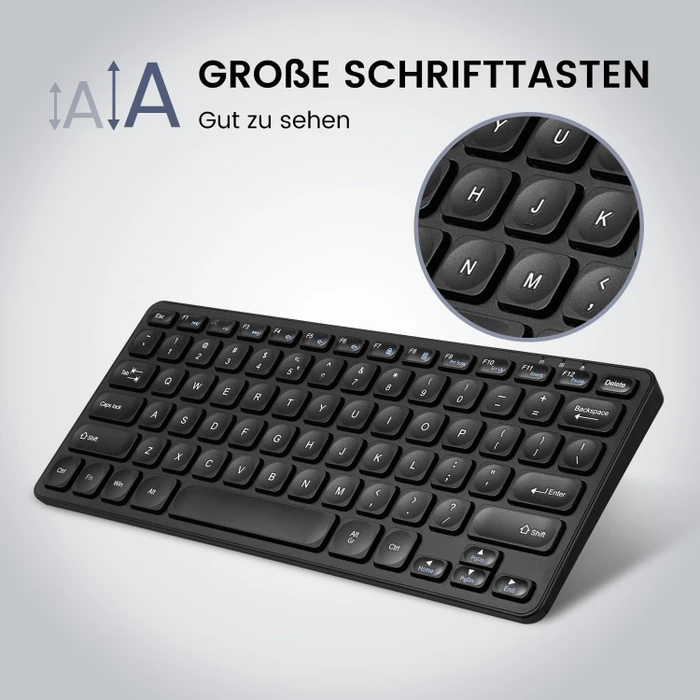 Perixx Periboard-416 Mini Keyboard, schwarz, LEDs weiß, USB & USB-C, DE
