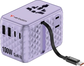 Verbatim Charge 'n' Travel GaN III Universal-Reiseadapter 100W violett